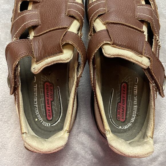 MBT Mens Fumba Fisherman Sandals 10 Brown Leather Vented Hook Loop Grandpa Dad main image 6